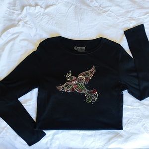 Christine Alexander Black Long Sleeve Dove Shirt